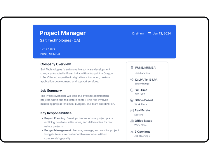 Craft Job Descriptions in a Few Clicks